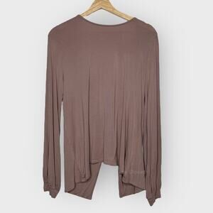 Lulus Exclusive Twist Back Long Sleeve Top Medium Taupe Backless Boho Casual